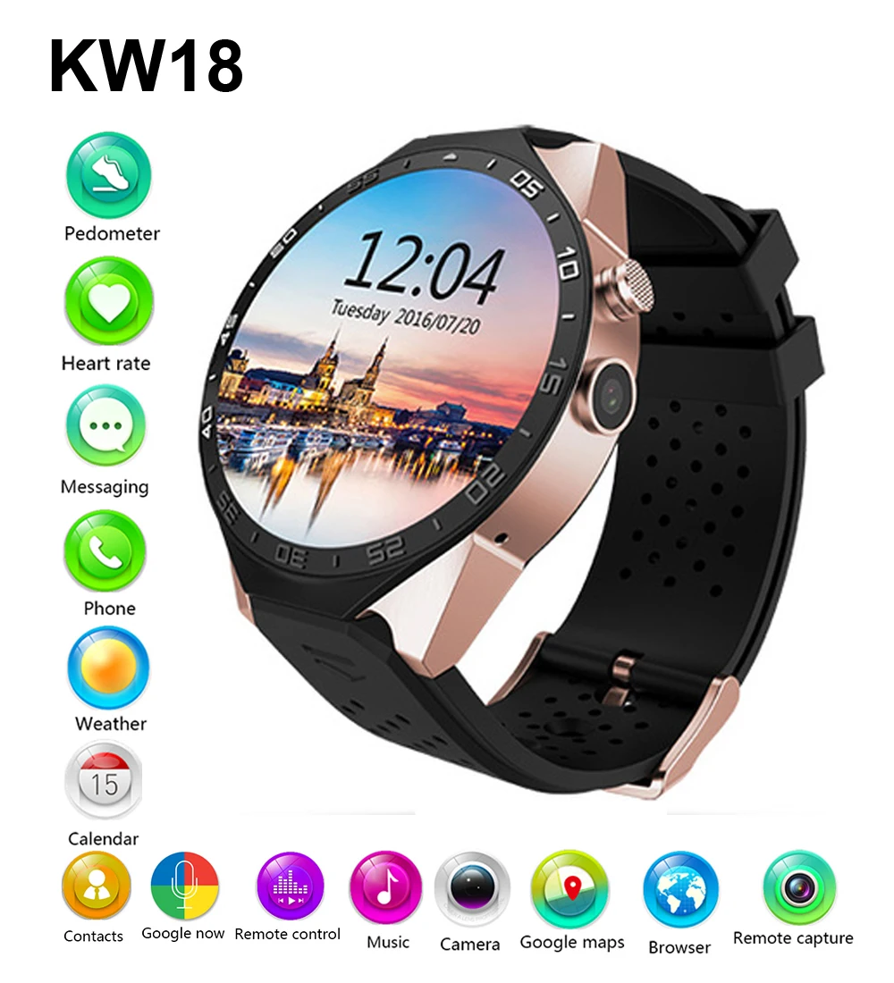 New KW88 Bluetooh Smart Watch Pedometer Heart Rate Monitor font b Smartwatch b font for Samsung