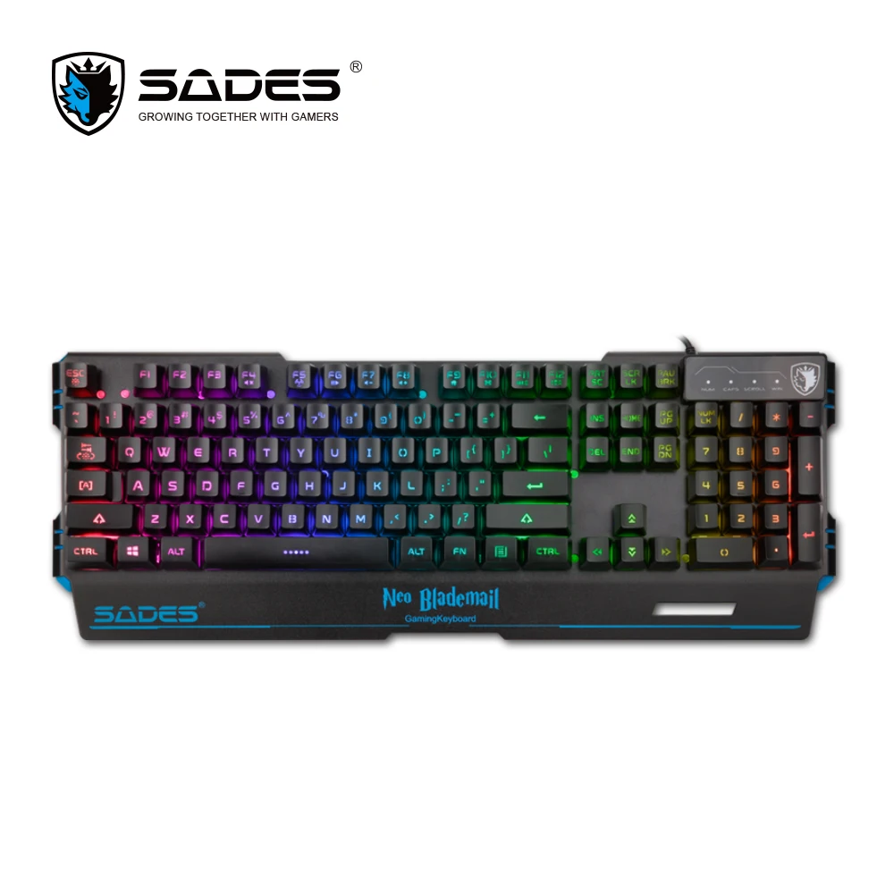 Мембранная клавиатура SADES KB104S NEO Blademail Мультимедийная Игровая клавиатура 5 RGB 7 цветов подсветка