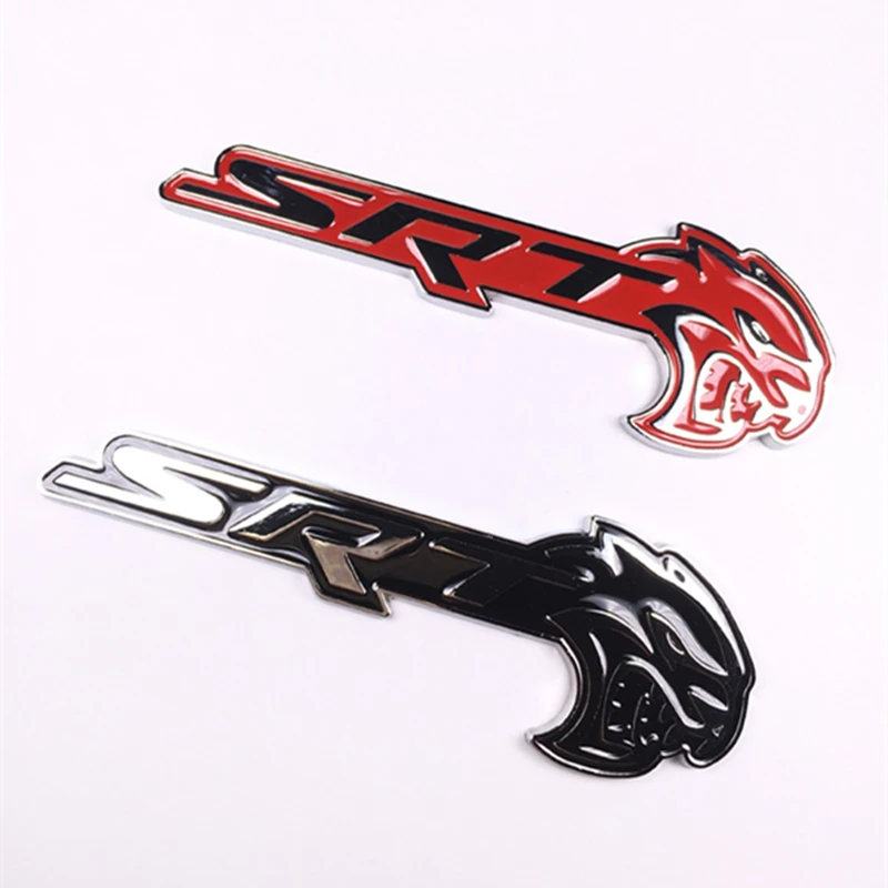 

Car 3D sticker SRT Badge Rear Trunk Emblem fit for Dodge Challenger Charger Chrysler Red/Blac