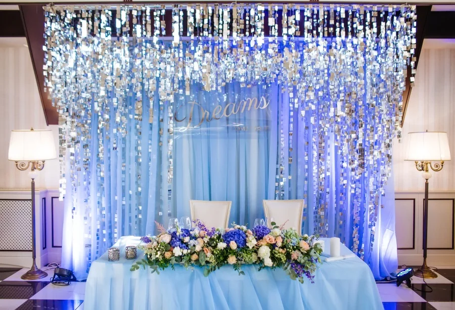 

Laeacco Table Curtain Flower Pendant Decor Ceremony Photography Backgrounds Customized Photographic Backdrops For Photo Studio