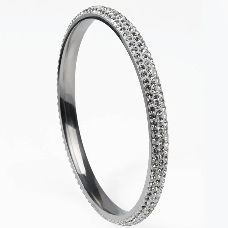 

10 Colors High Quality 3 Rows Crystal Stainless Bangle Bracelet Love Rhinestone Bangle For Women Jewelry Christmas Gift