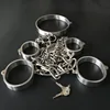 Contraintes en métal bdsm bondage cou collier main cheville manchettes adulte jeu acier inoxydable fers à jambes menottes pour bdsm jouets ► Photo 3/6