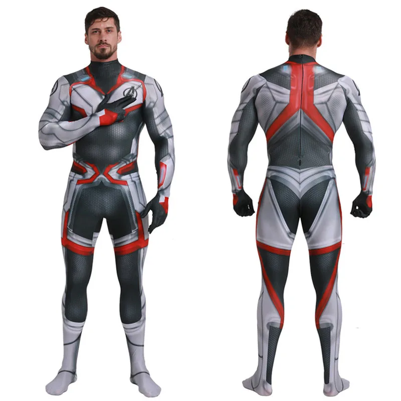 Avengers Endgame Quantum Realm Jumpsuits Cosplay Costume 3D Printed One-Piece Fullbody Zentai Lycra Long Sleeve Bodysuit