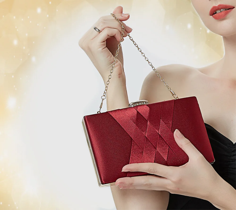 bolsa elegante seda vermelha noite bolsa corrente