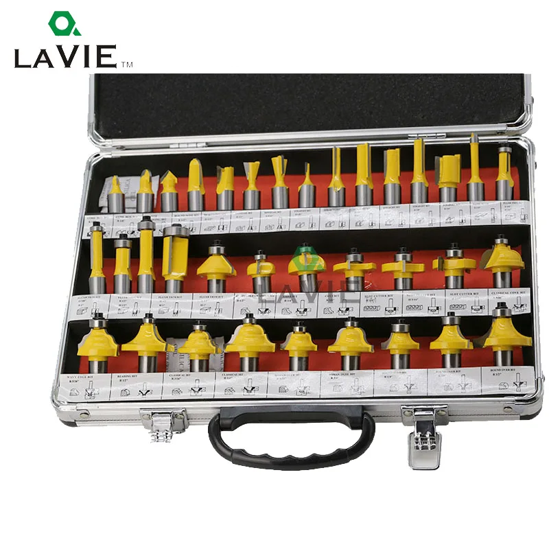 LAVIE 35PCS 12mm 12 Inch Shank Woodworking Router