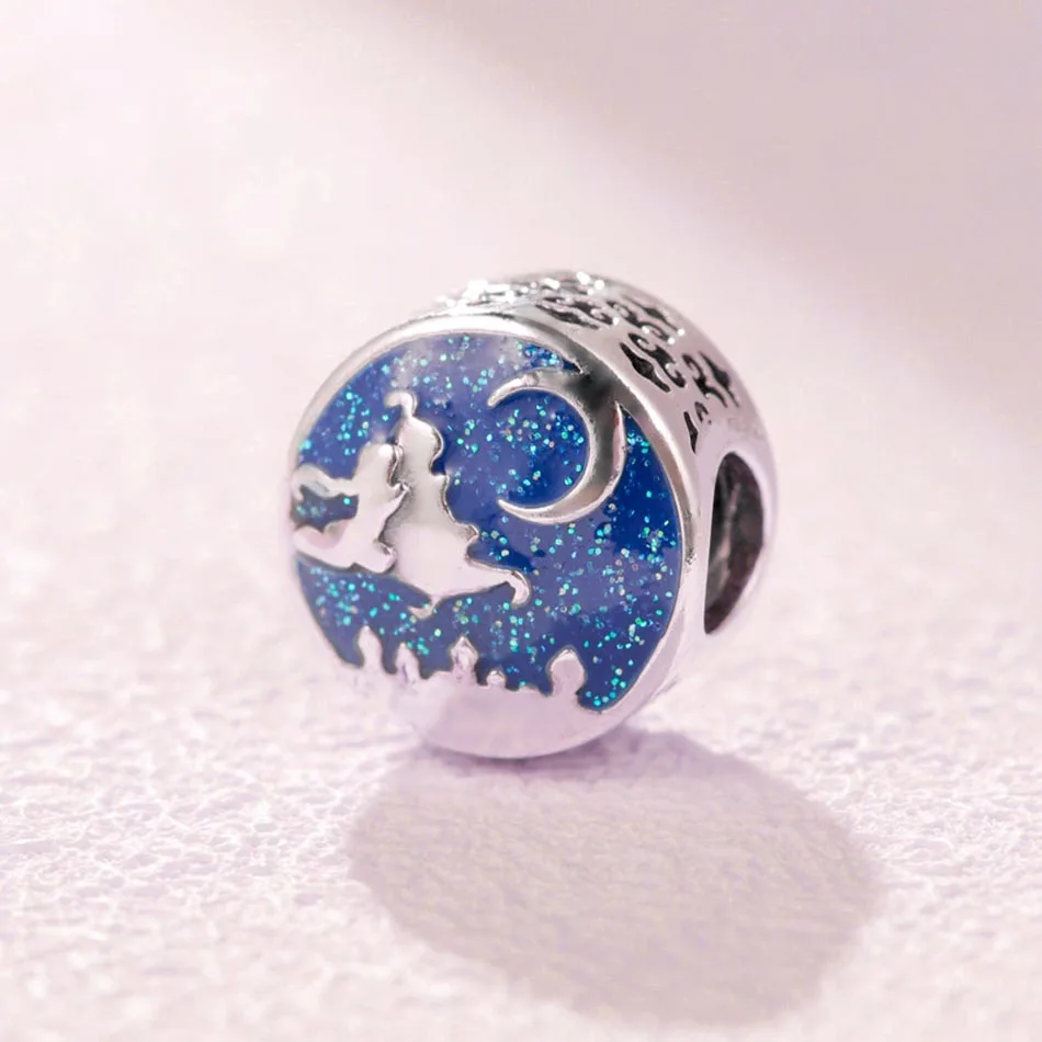New 925 Sterling Silver Bead Charm Blue Enamel Aladdin Magic Carpet Ride Charm Fit Pandora Bracelet Bangle Diy Jewelry New 925 Sterling Silver Bead Charm Blue Enamel Aladdin Magic Carpet Ride Charm Fit Pandora Bracelet Bangle Diy Jewelry