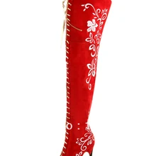 Красный острый носок молния микро замша современные женские Сапоги выше колена