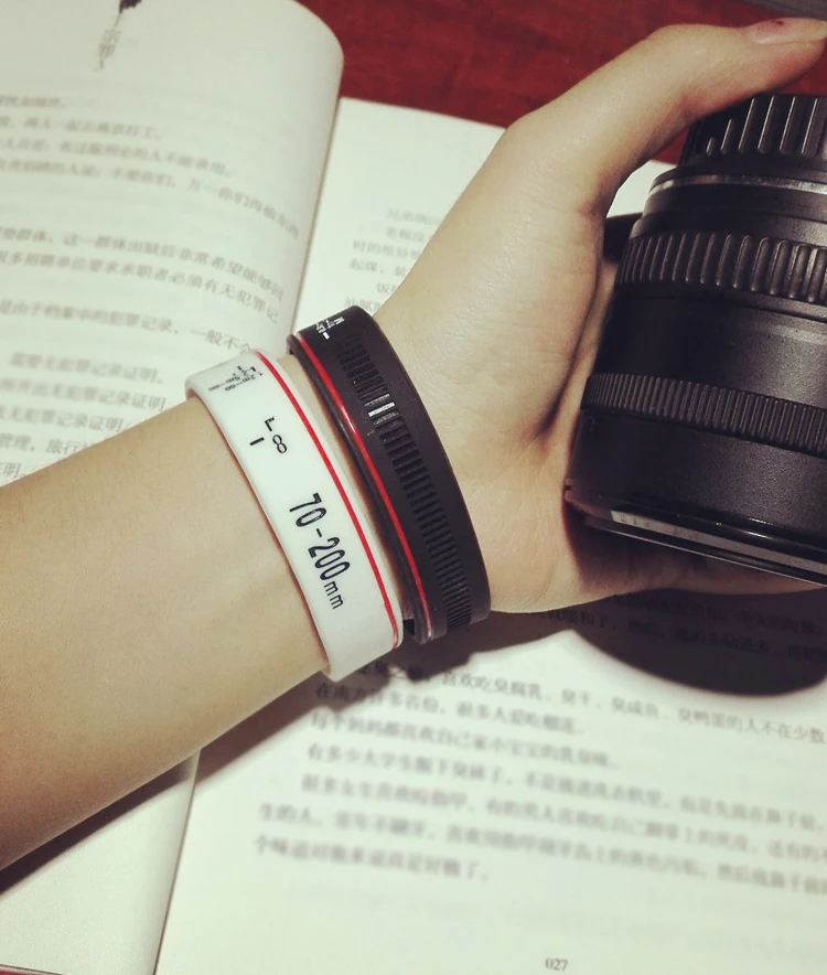 

New Camera Lens Bracelets Photographer Silicone Bracelet Wristbands Lens Zoom Creep for canon nikon DSLR Camera 9 types HOT SALE