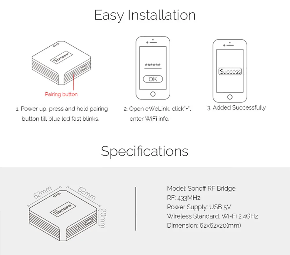 Sonoff RF мост WiFi 433 МГц Замена умный дом автоматизация универсальный переключатель Интеллектуальный Domotica Wi-Fi пульт дистанционного управления RF