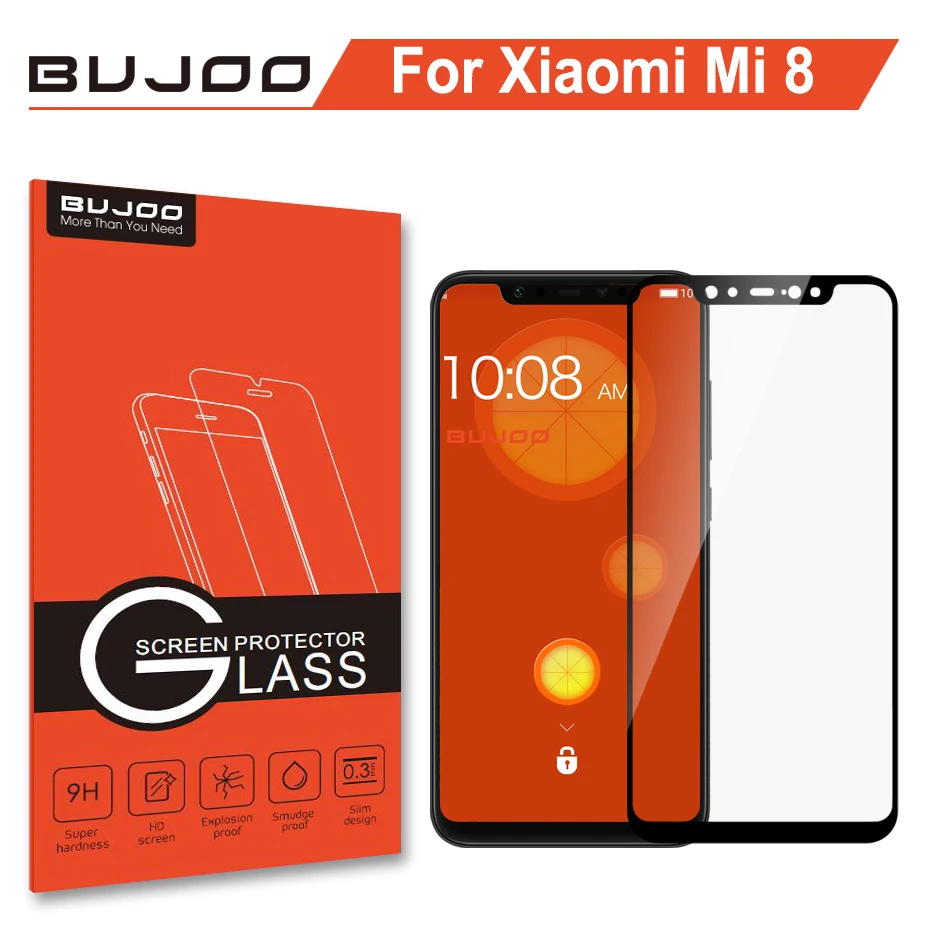 BUJOO высокочувствительное 2.5D полное покрытие закаленное стекло для Xiaomi mi 8 Xio mi 8 9H 0,3 мм Защитная пленка для экрана