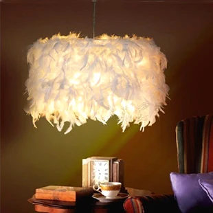 

Feather Simple white feather pendant lights warm Living room dining room bedroom children's room D35CM pendant lamps ZA lo1030