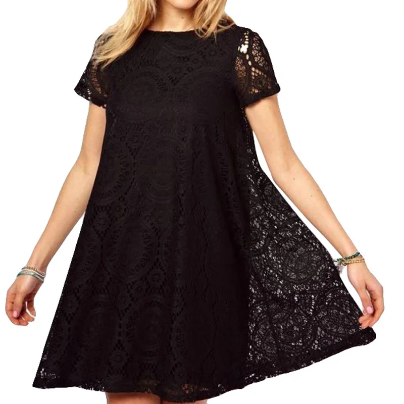 

Summer large size women's dress, European and American dress, loose short sleeves, hollowed out kaleidoscope CJNSSYLY00258