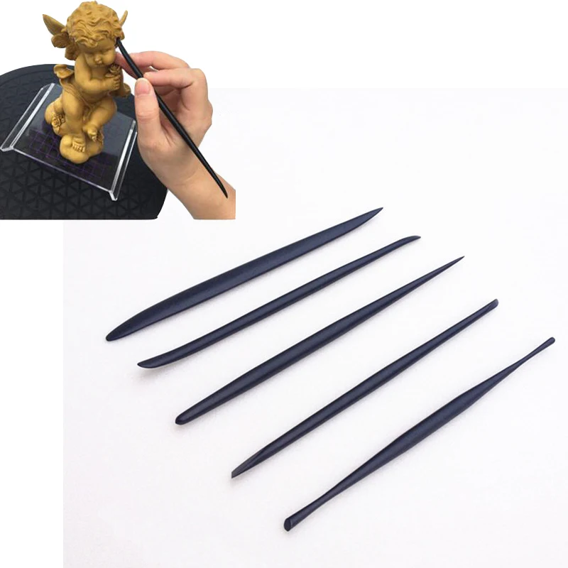 

G1 Black stainless steel metal 5Pcs/lot wax Pottery Clay Sculpture Carving Tool DIY Craft Set