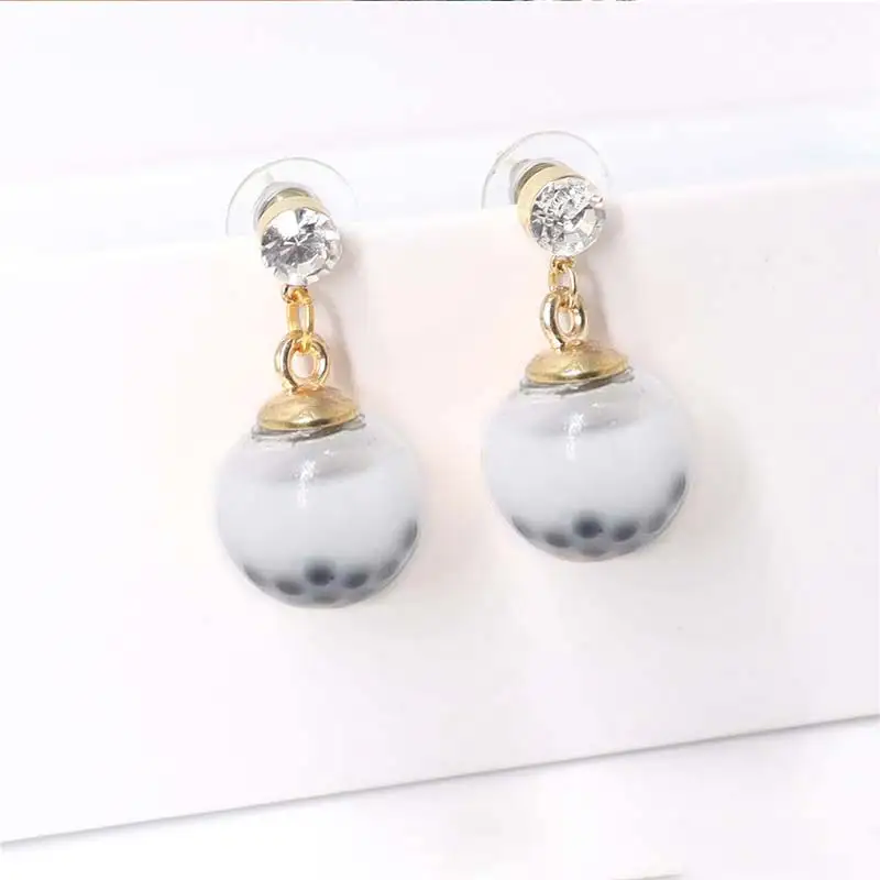 Personality Resin Milk Tea Drink Earring Girls Gifts Colors Candy Color Creative Unique Bubble Tea 45 Colors Drop Earrings 1Pair