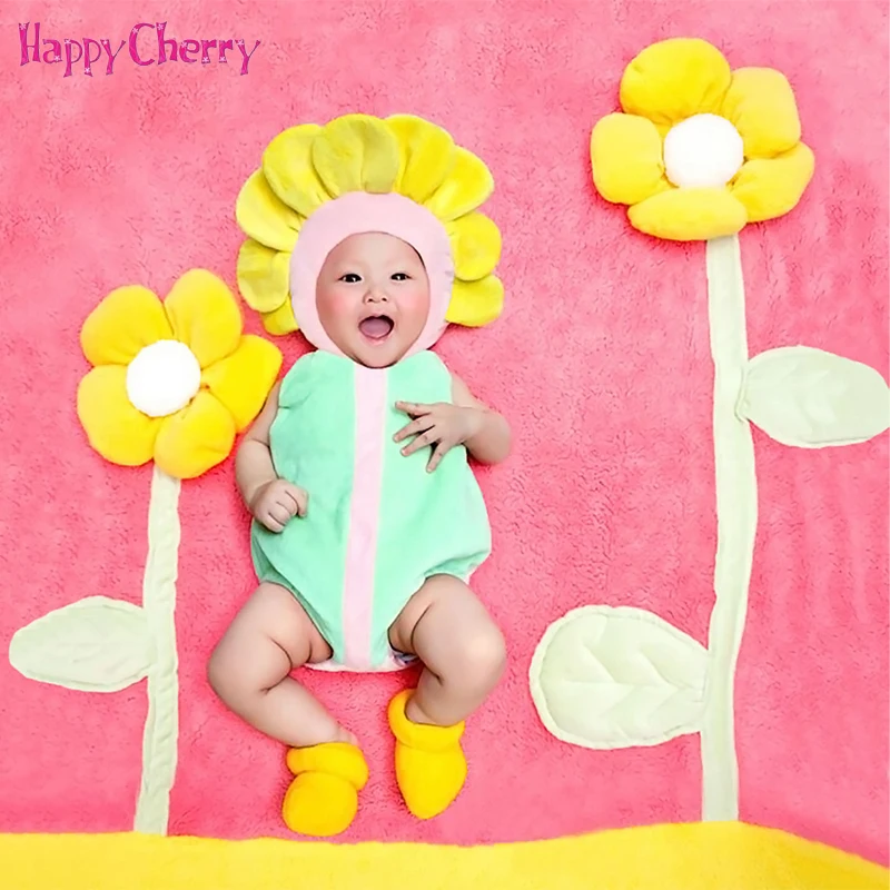 

4Pcs/set Newborn Photography Props Baby Background Blanket Jumpsuit Hats and Shoes Sets Infant Photo Shoot Theme Costume Gift