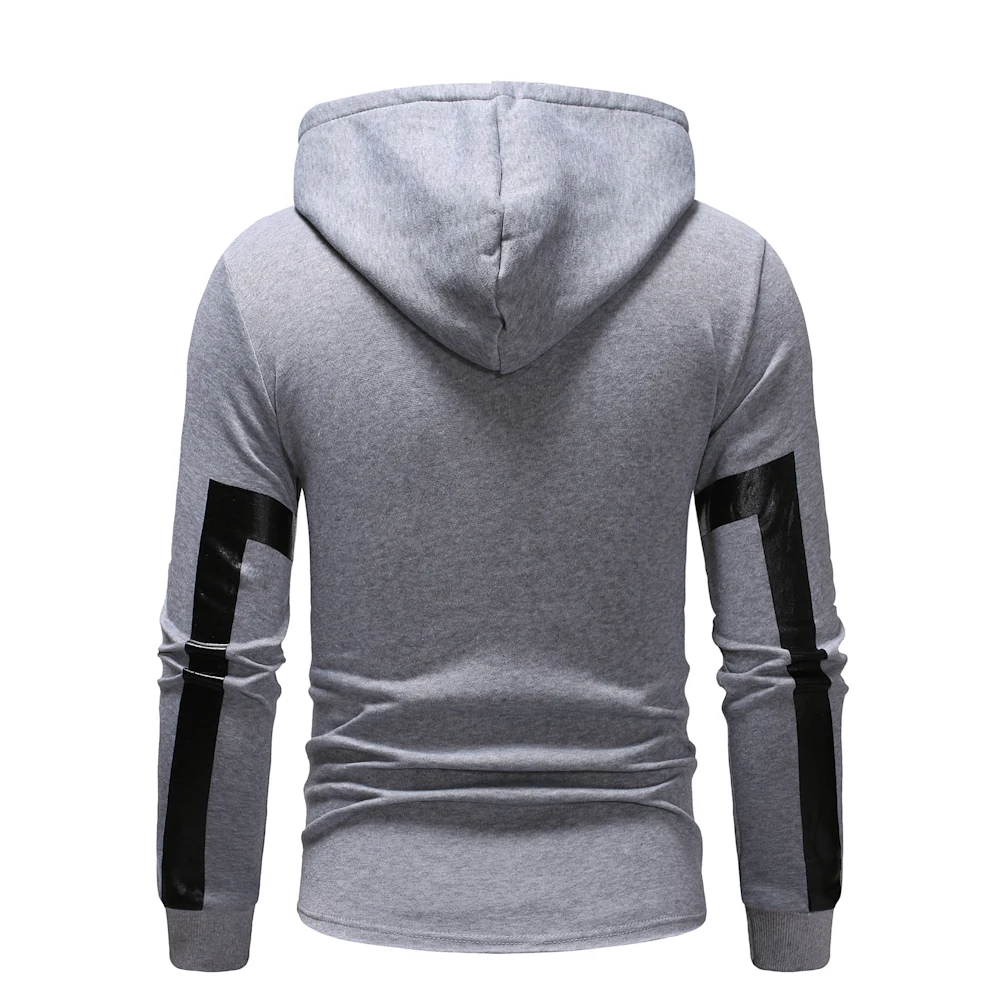 2019 Spring Men's Hoodies Male Sweatshirts Patchwork Leather Long Sleeve Men Pullover Hoodie with Pockets Coat Brand Clothing (9)
