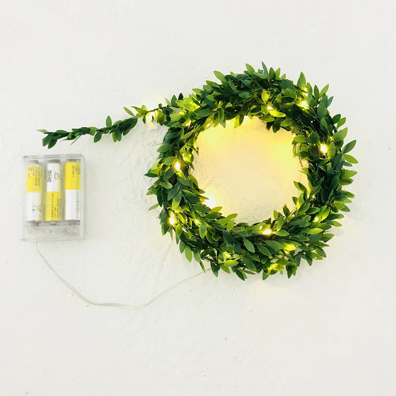 

Micro String Light LED Battery Operated 2M 20 Christmas Lights Indoor Green Leaf Strands Wedding Xmas Bedroom Navidad Decoration