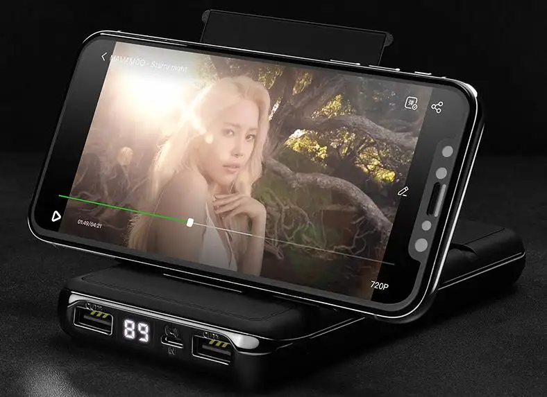 Wireless mobile power Digital display Power bank portable power source with holder