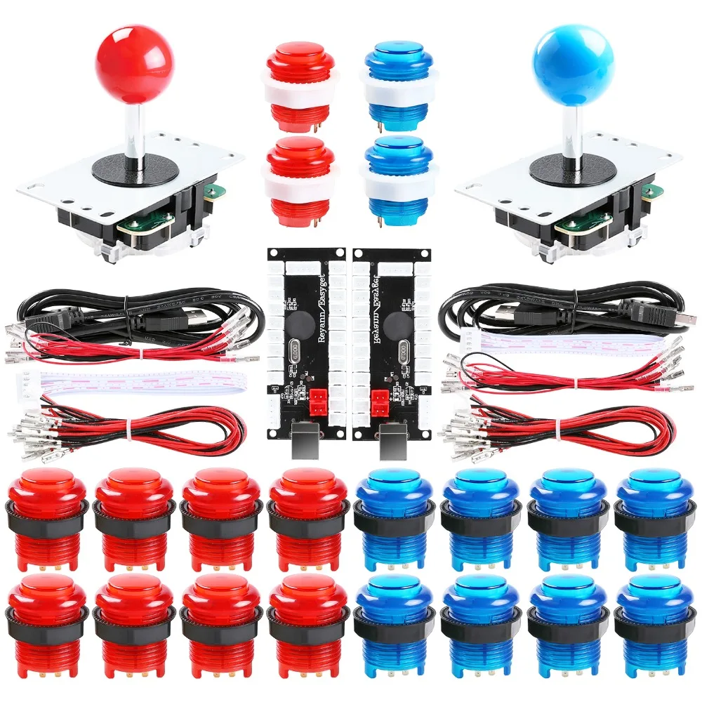 Achat Kits de Joystick d arcade bricolage 2 joueurs avec 20 boutons d arcade LED + 2 Joysticks + 2 Kit d encodeur USB + jeu de pièces de jeu d arcade