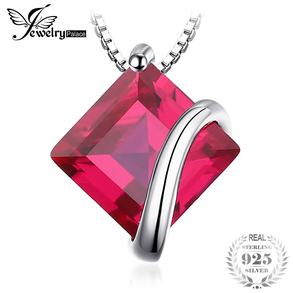 Jewelrypalace классический квадратный 3.3ct создан рабис кулон Цепочки и ожерелья