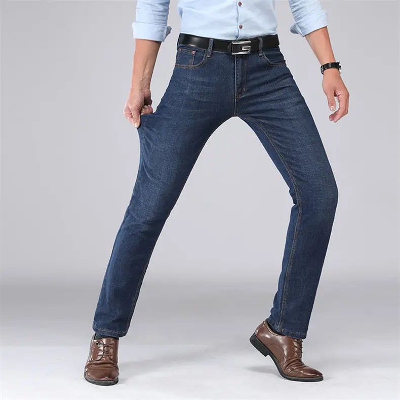 Brand 2019 New Men's Jeans Business Casual Elastic Cotton Stretch Slim Jeans Spring Straight Classic Trousers Denim Pants Male 05