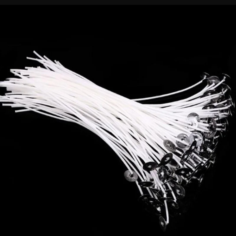 

100 Pcs/pack 10cm White Quality Candle Wicks Cotton Core Pre Waxed With Sustainers for DIY Making Candles Gifts