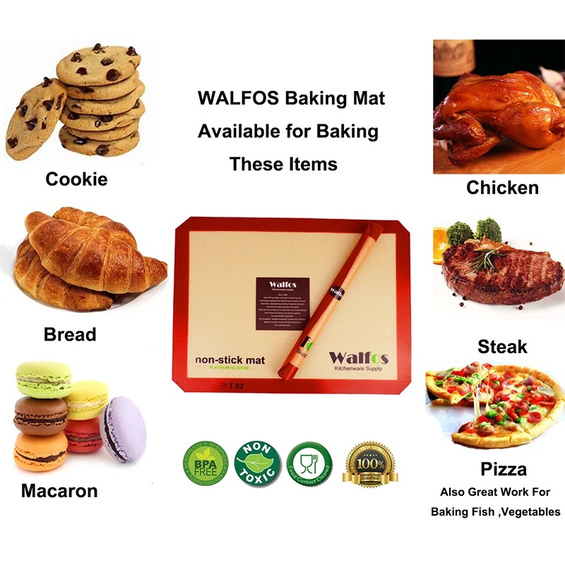 Silicone Baking Mat WALFOS Brand Baking Sheet Liner Non Stick Silicone Baking Mat Non-Stick Cookie Liner Pastry Mat Bakeware Kitchen Tool