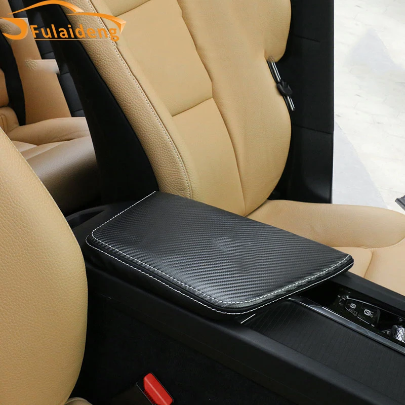PU Beige Car SUV Armrest Center Console Pad Cushion Cover Support Top Mat Liner