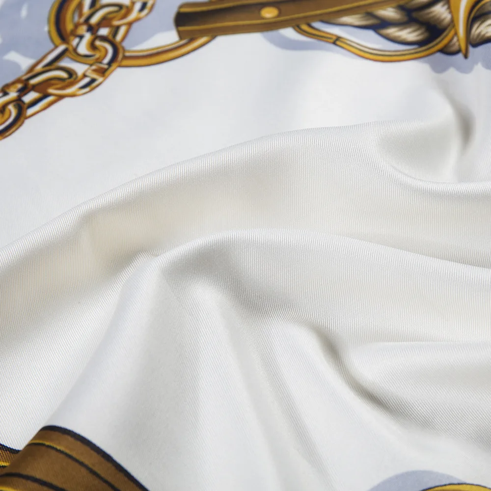 Женский шелковый шарф из 100% твила квадратный с принтом в виде европейских цепей