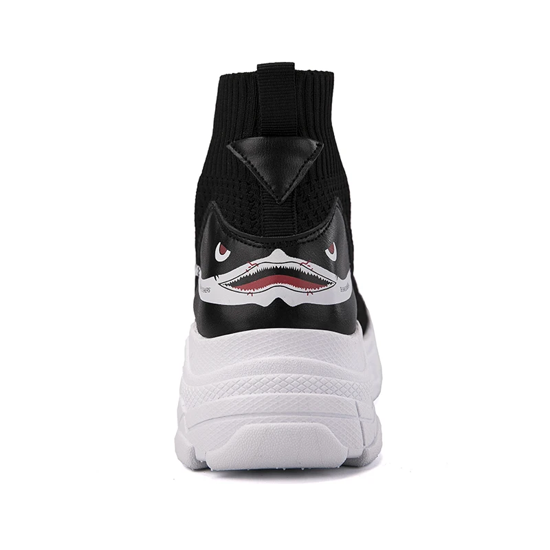 FEOZYZ Shark Sneakers Women Men Knit Upper Breathable Sport Shoes Chunky Shoes High Top Running Shoes For Men Women