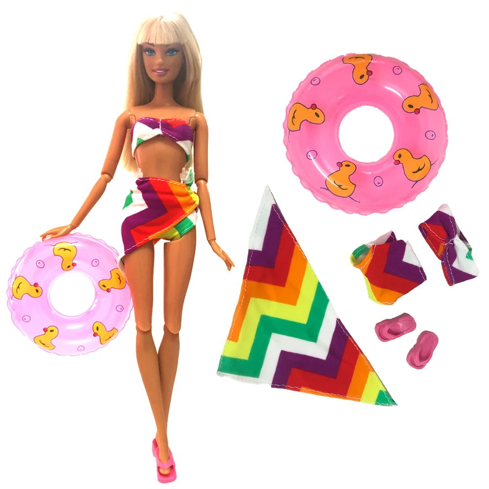 NK купальники для кукол пляжная купальная одежда купальник + тапочки + плавучий буй Lifebelt кольцо для куклы Барби аксессуары для девочек