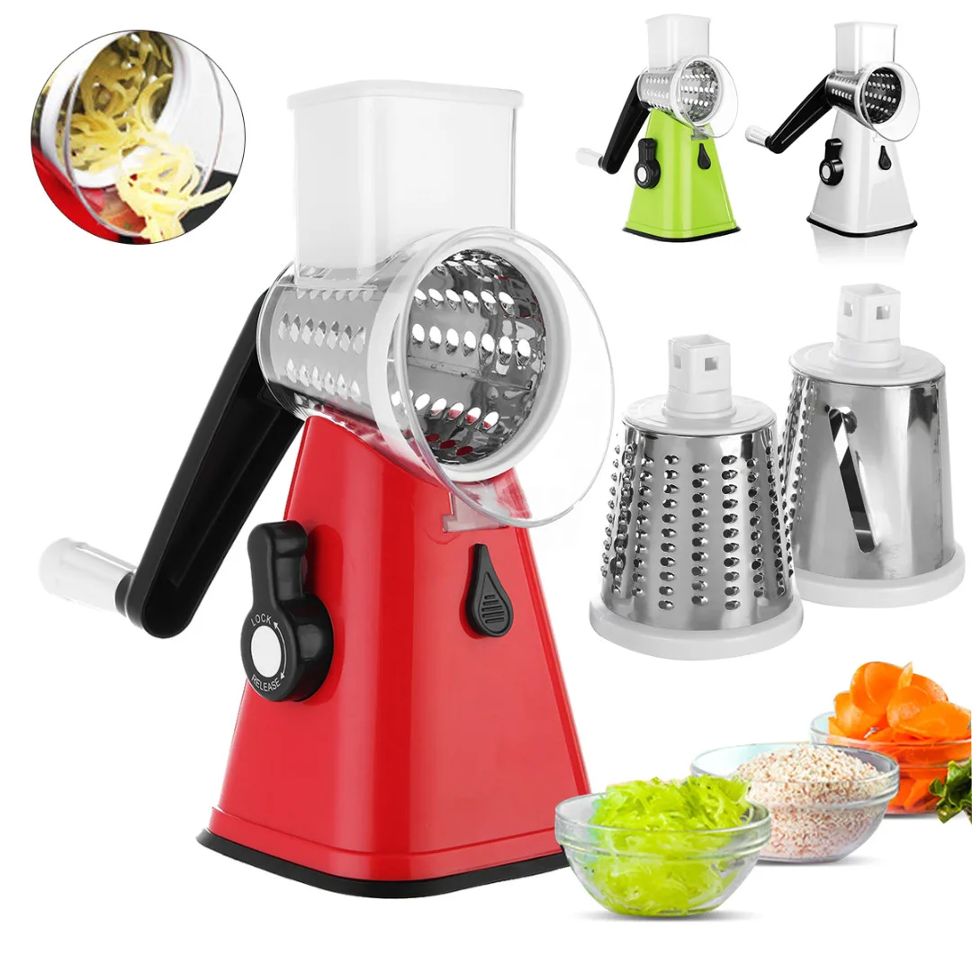 1set 3 in 1 Round Kitchen Fruit Potato Carrot Julienne Grater Cheese Vegetable Slicer Green Red