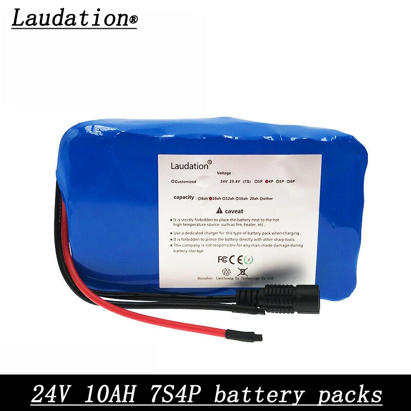 

laudation 24V 10ah electric bicycle lithium battery 29.4V 10ah 18650 battery pack for 250W 350W electric motorcycle with 15A BMS
