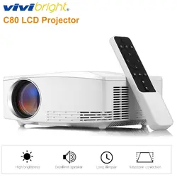 Новый VIVIBRIGHT C80 портативный проектор с ЖК-дисплеем 1080 P домашний кинотеатр 1500 люмен 1280*720 P 16:9 дисплей проектор Встроенный динамик