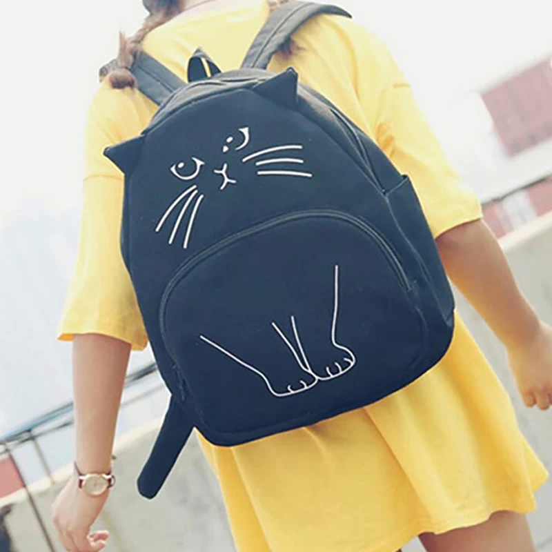 Buy 1Pcs HOT Canvas Lovely Cat Backpack Women For