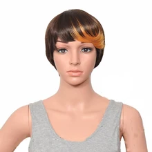 HAIRJOY Blonde Brown Mix Black Short Straight Cosplay Party Wig Woman Synthetic Hair Free Shipping HAIRJOY Blonde Brown Mix Black Short Straight Cosplay Party Wig Woman Synthetic Hair Free Shipping