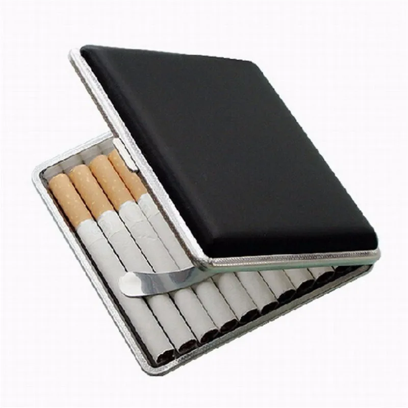 

1pc 20 Cigarettes Box Leather Metal Cigarette Cases Containers Storage Boxes Elegant Creative Gifts For Men Women 2017 New
