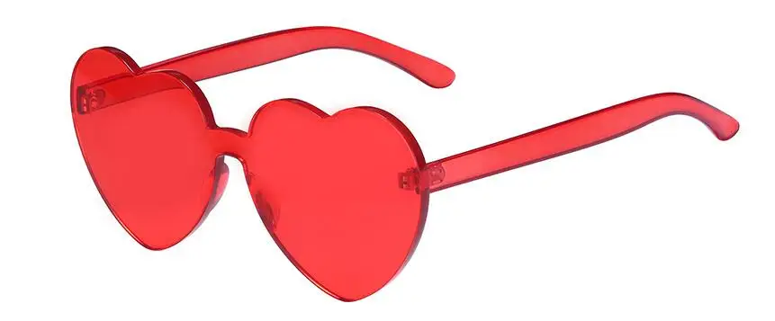 Солнцезащитные очки без оправы в форме сердца для женщин, брендовые дизайнерские солнцезащитные очки, негабаритные женские очки ярких цветов - Цвет линз: C3