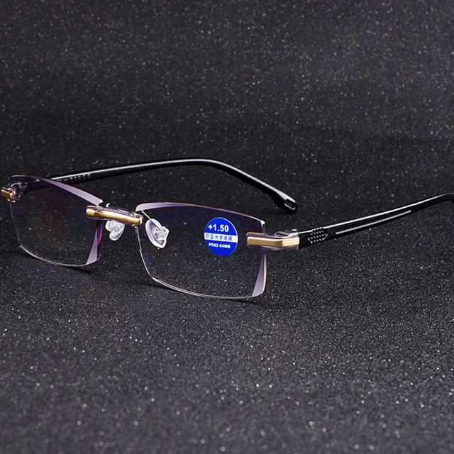 Iboode очки для чтения без оправы, синяя пленка, очки для дальнозоркости для мужчин и женщин, ультралегкие ретро оптические очки+ от 0 до+ 4,0 - Цвет оправы: Gray