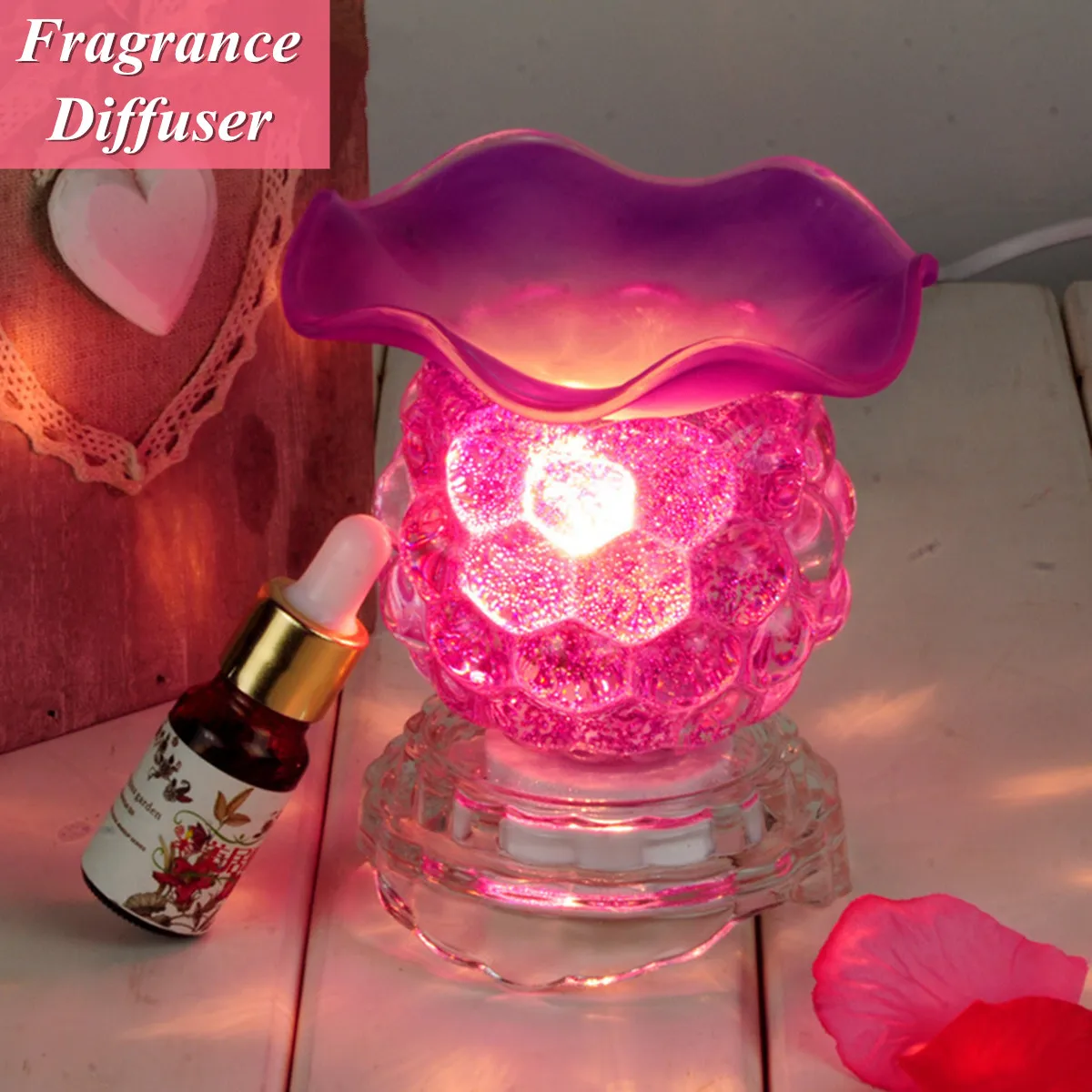 

Elegant Purple Lamp Fragrance Diffuser Essential Warmer Burner Bulb Electric Scented Oil Resh Aroma US EU Plug Purple Pink