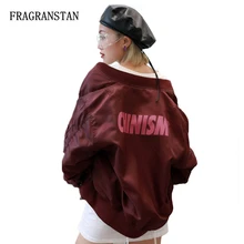 Новинка; для женщин Демисезонный свободные плюс Размеры bat куртка с длинными рукавами Для женщин Мода Повседневное с принтом букв Вышивка Бейсбол форма q136