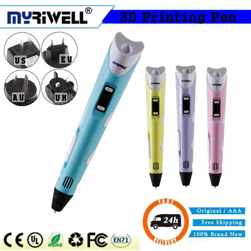 

Myriwell 3d Pen 2ND generation RP-100B with LCD display screen 1.75mm ABS/PLA 3D printer pen with EU adapter arts 3D drawing pen
