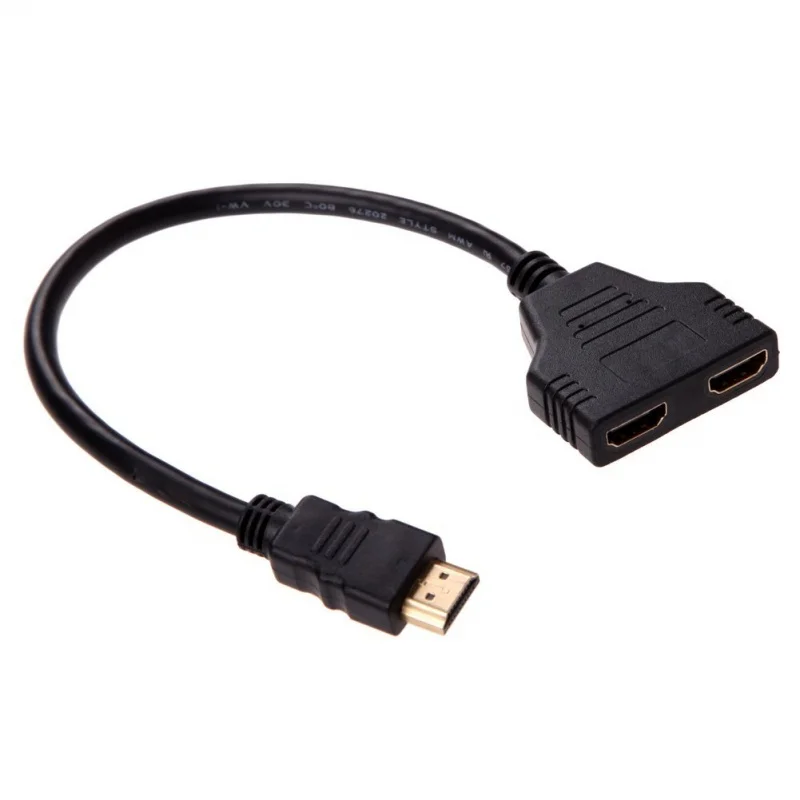 Двойной HDMI штекер к HDMI Женский Кабель-адаптер Подключение 30 см (черный) #8