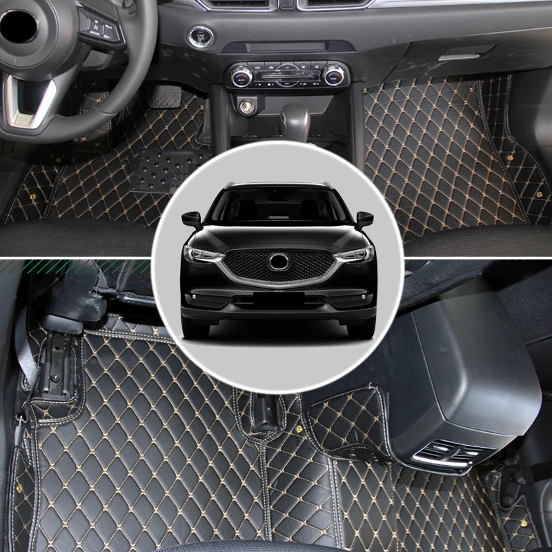 

For Mazda CX-3 2015 2016 2017 2018 Interior Leather Car Floor Carpet Foot Mat Cover Pad 1set Car Styling accessories