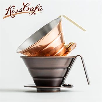 

Gold Reusable Coffee Filter Holder Stainless Steel Brew Drip Coffee Filters Funnel Cake Type Coffee Tea Filter Basket Tools