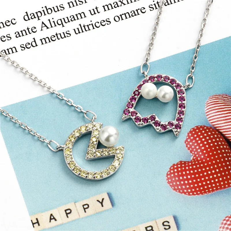 full zircon cartoon necklace women 100% 925 Sterling silver nacklace Jewellery Clavicle chain pendant charms
