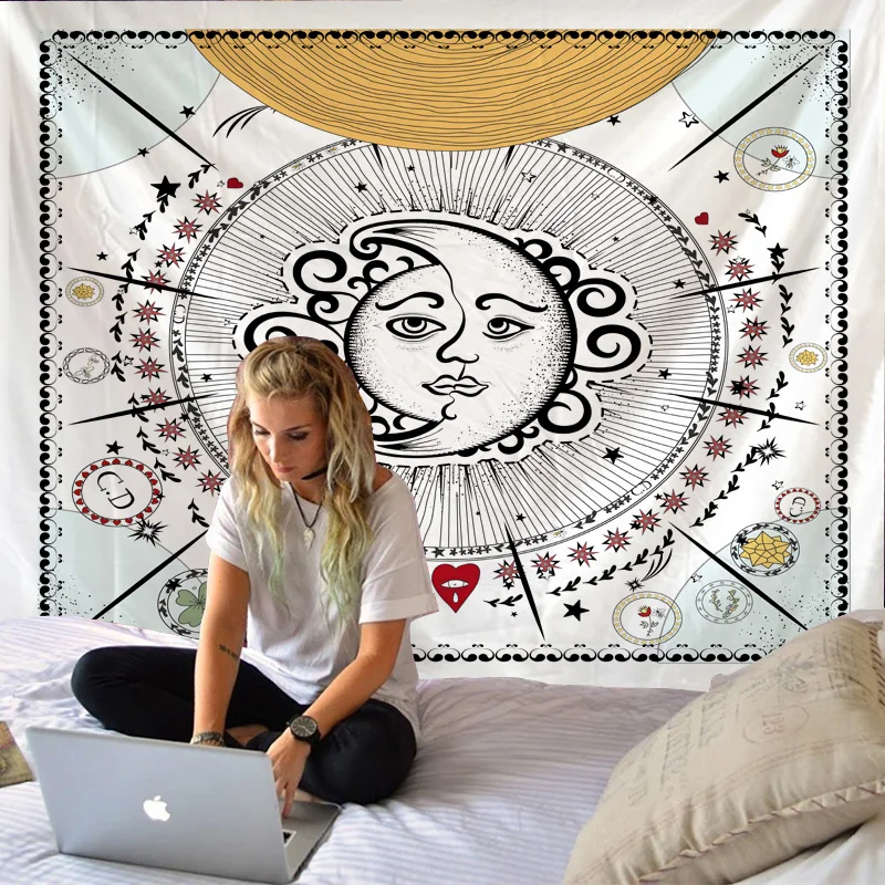 Декоративная Мандала Солнце Луна настенный гобелен богемный макраме настенное искусство покрывало домашний Декор многоцветный спальни простыни