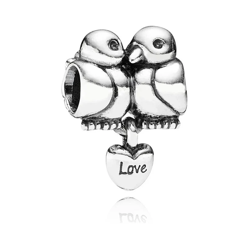 

2019 Spring New 925 Sterling Silver Pendant Bead Birds in Love Hanging Charm Fit Original Pandora Bracelet for Women DIY Jewelry