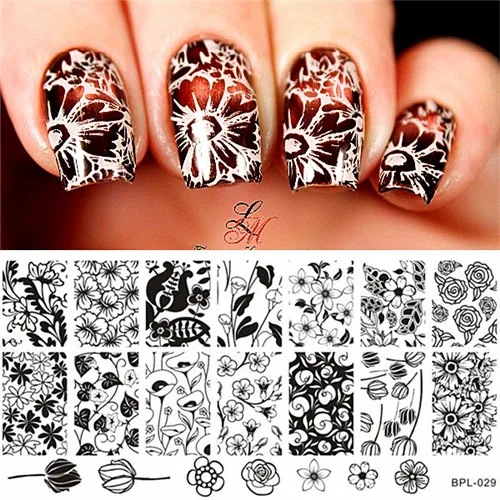 BORN PRETTY Nail Art шаблонные штампы пластина Весенняя серия цветок Прямоугольник маникюрная пластина с изображениями для нейл-арта - Цвет: 21815