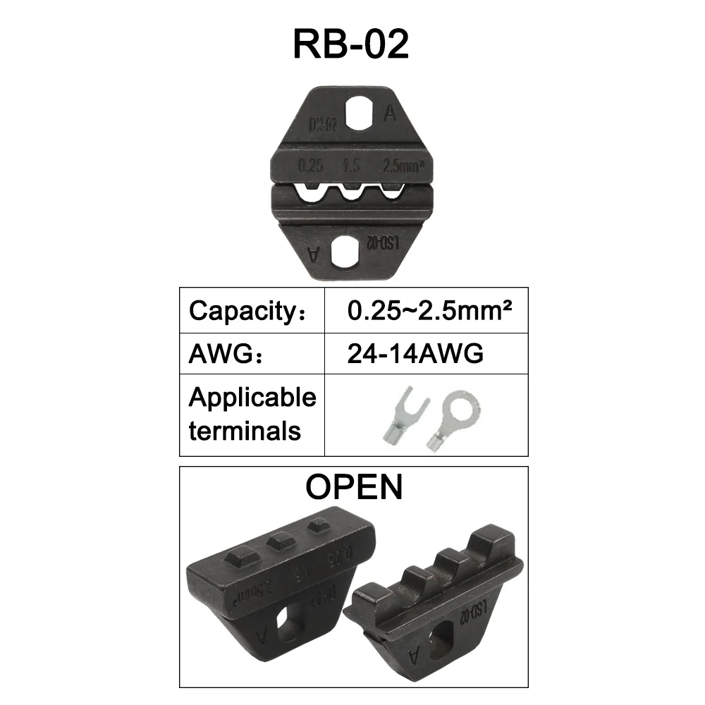 LUBAN мини европ стиль обжимной инструмент обжимные плоскогубцы штампы наборы для RB серии RB-02 RB-02B RB-02C RB-02WF челюсти RB-02WFf2C - Цвет: RB-02
